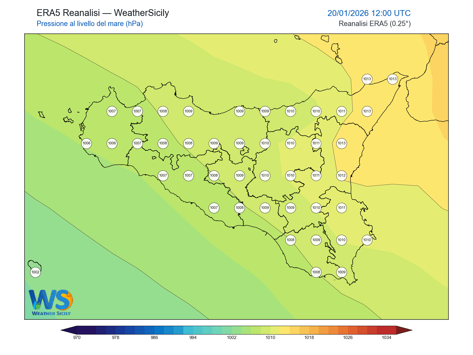 Pressione al livello del mare · 2026012012