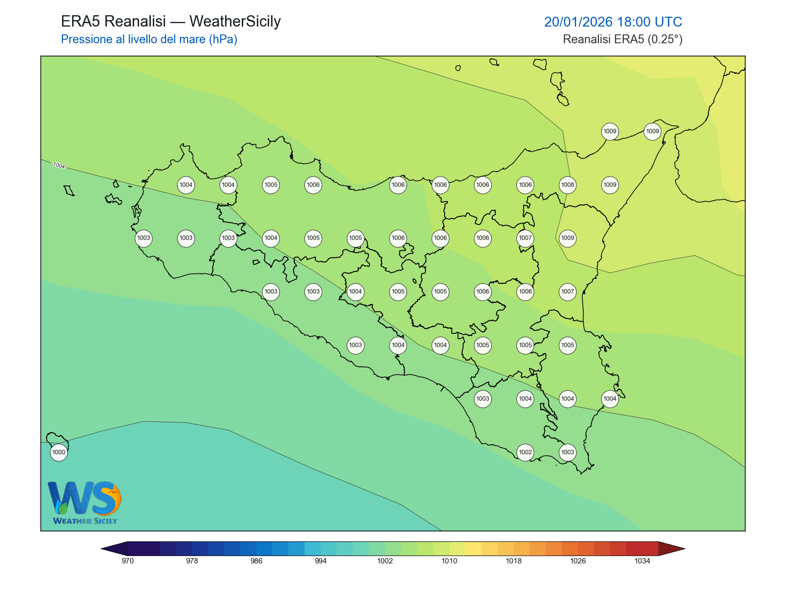 Pressione al livello del mare · 2026012018