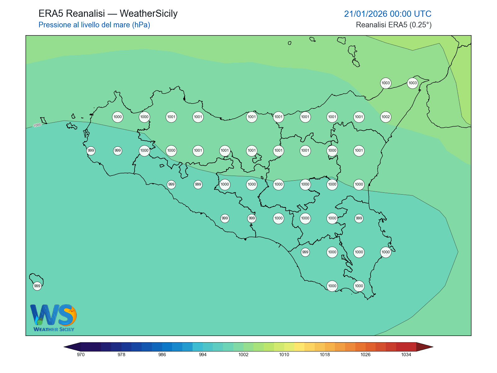 Pressione al livello del mare · 2026012100