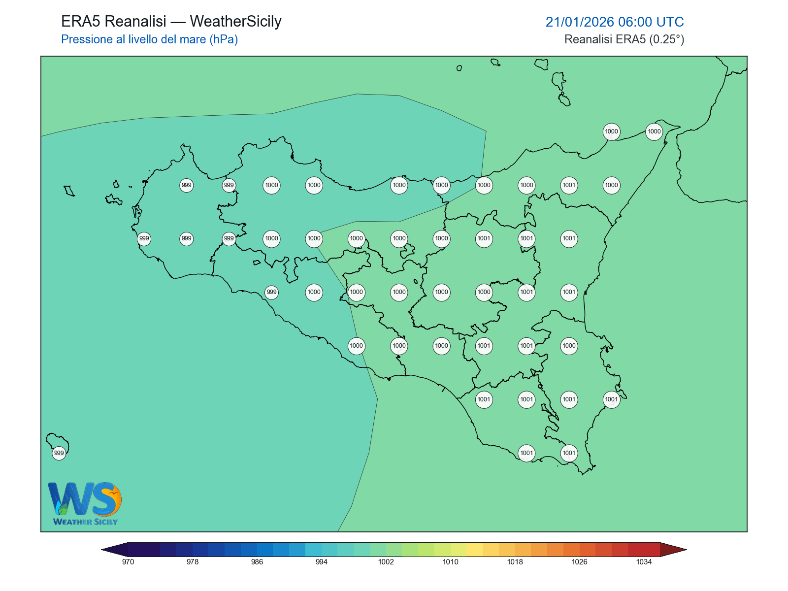 Pressione al livello del mare · 2026012106
