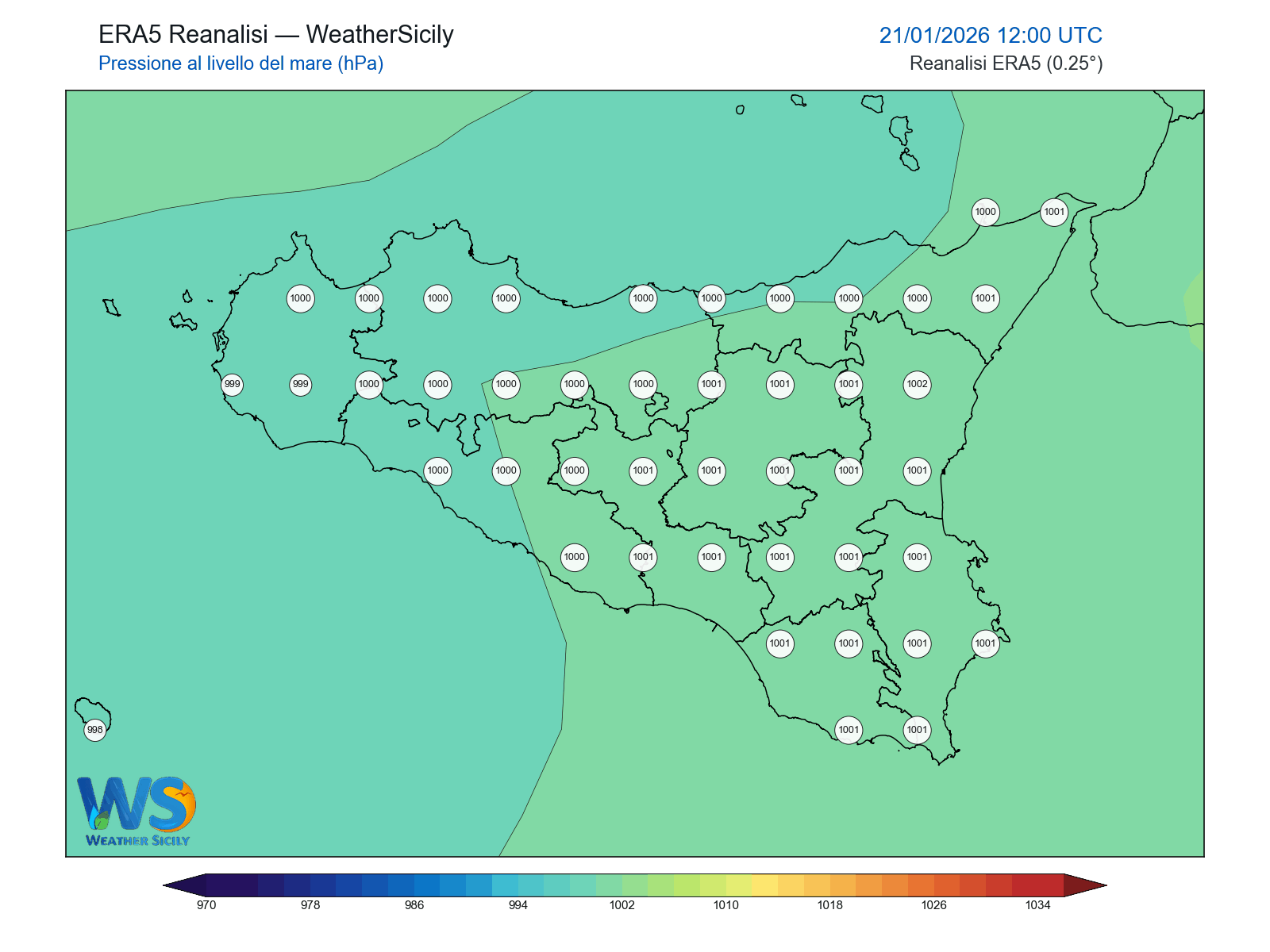 Pressione al livello del mare · 2026012112