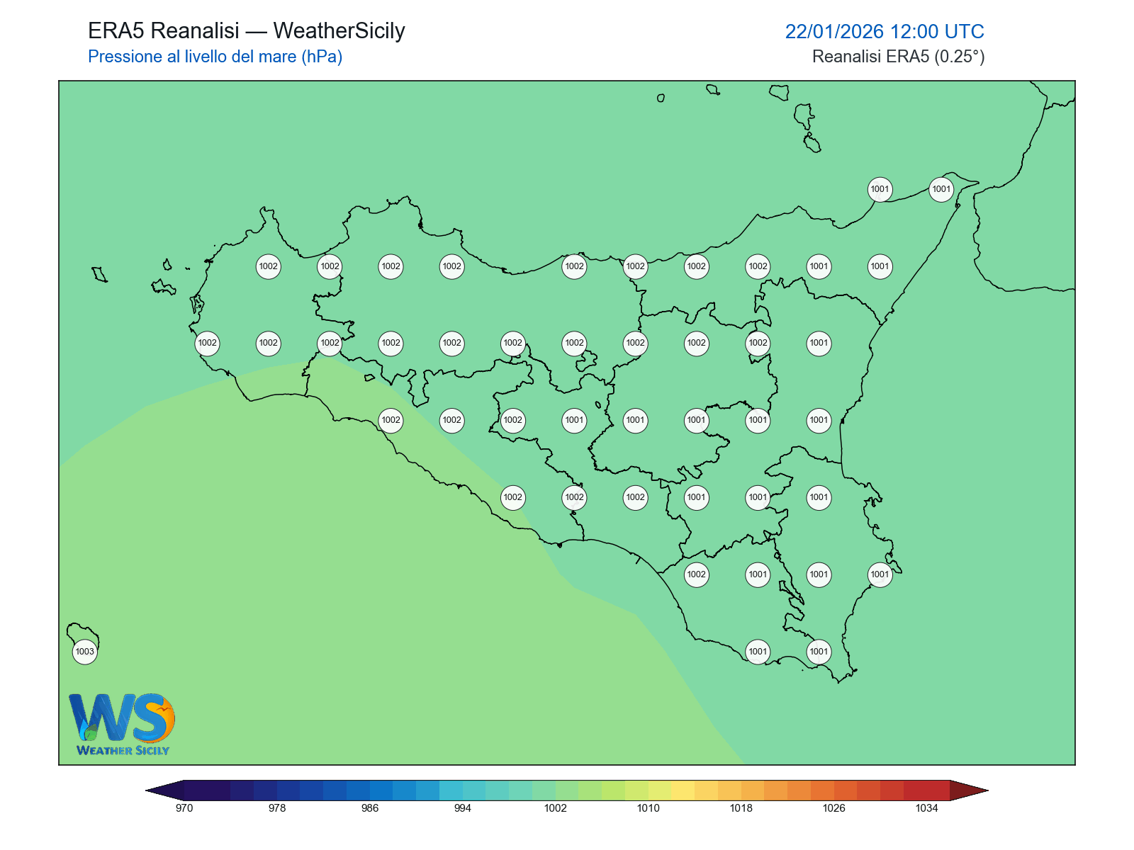 Pressione al livello del mare · 2026012212