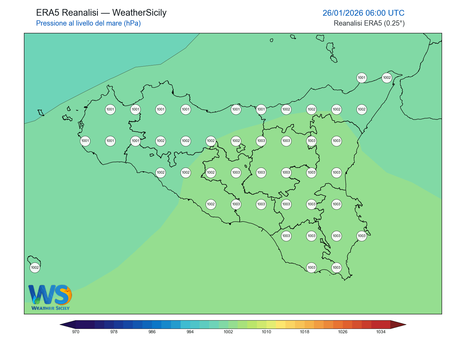 Pressione al livello del mare · 2026012606