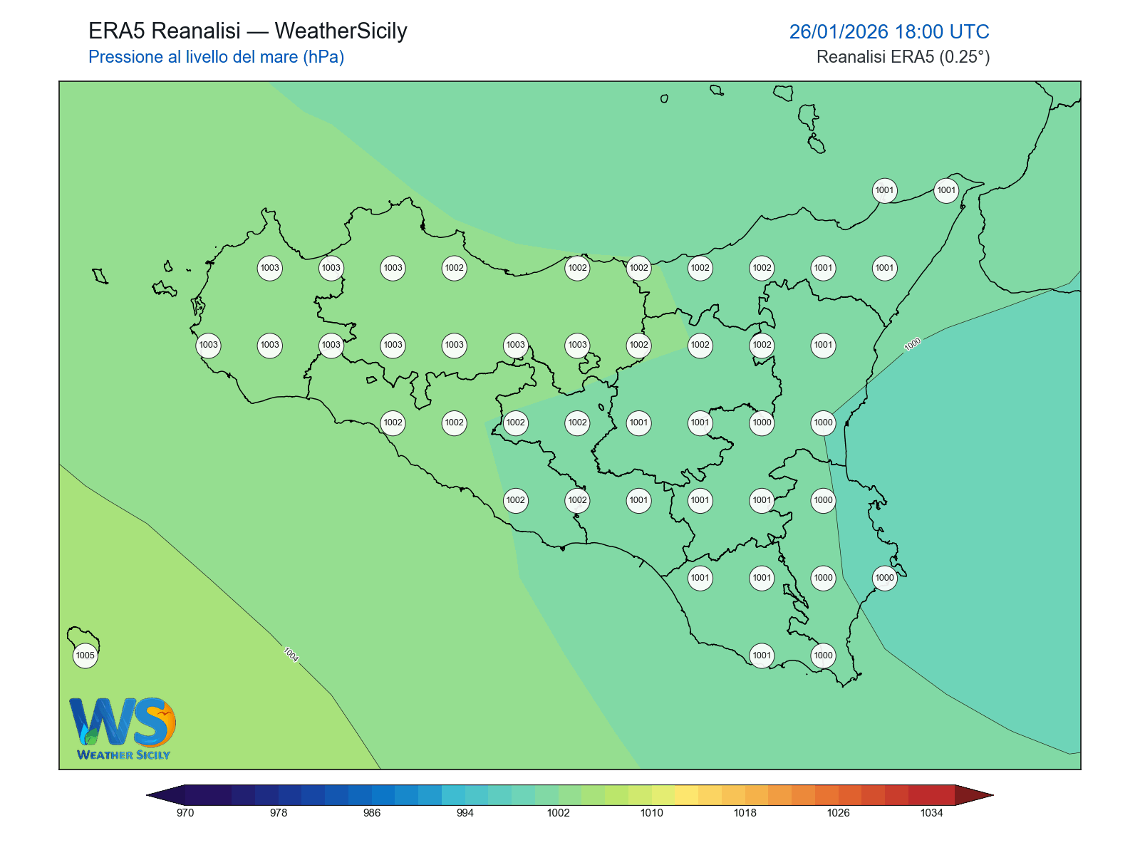 Pressione al livello del mare · 2026012618
