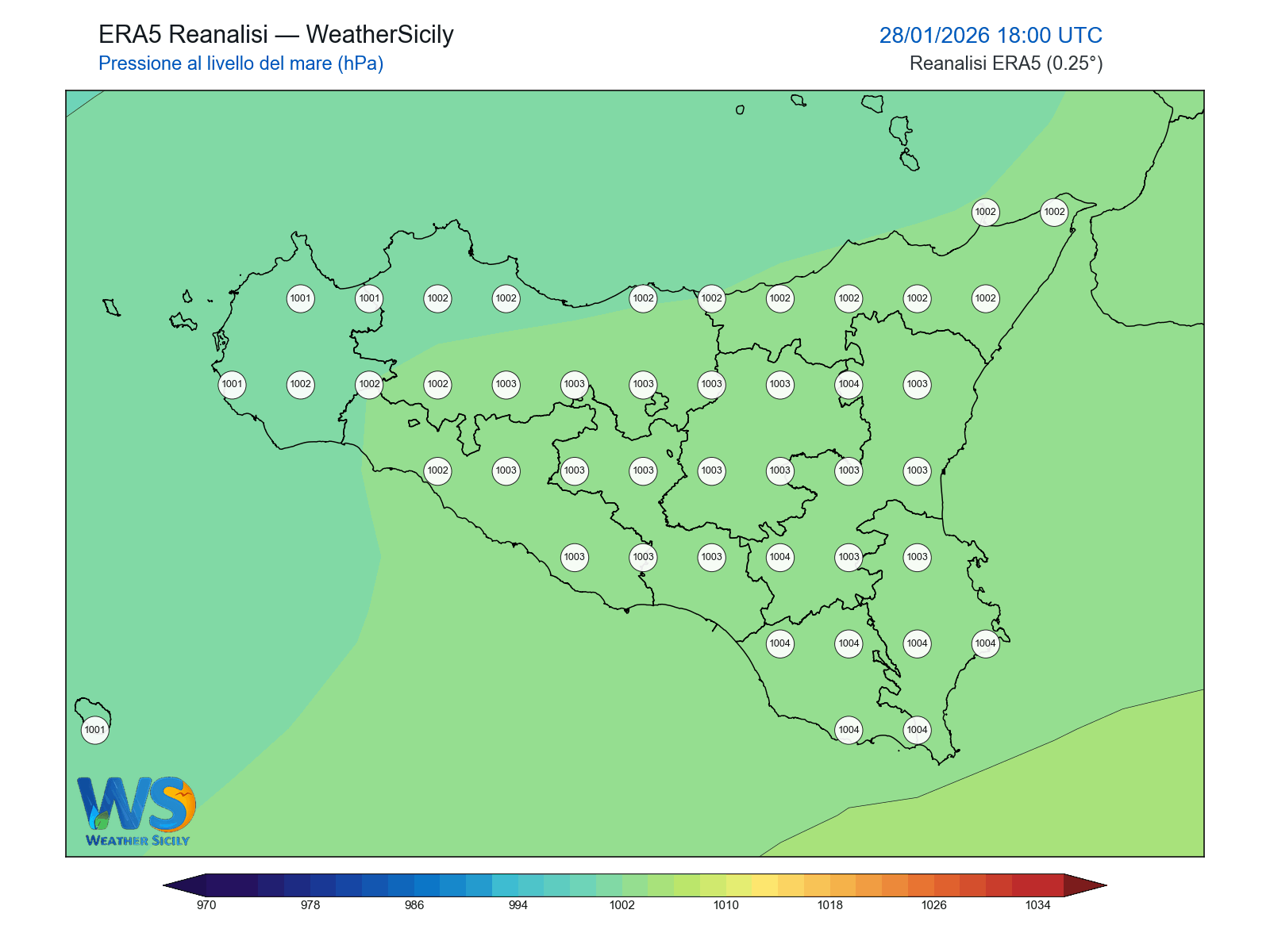 Pressione al livello del mare · 2026012818