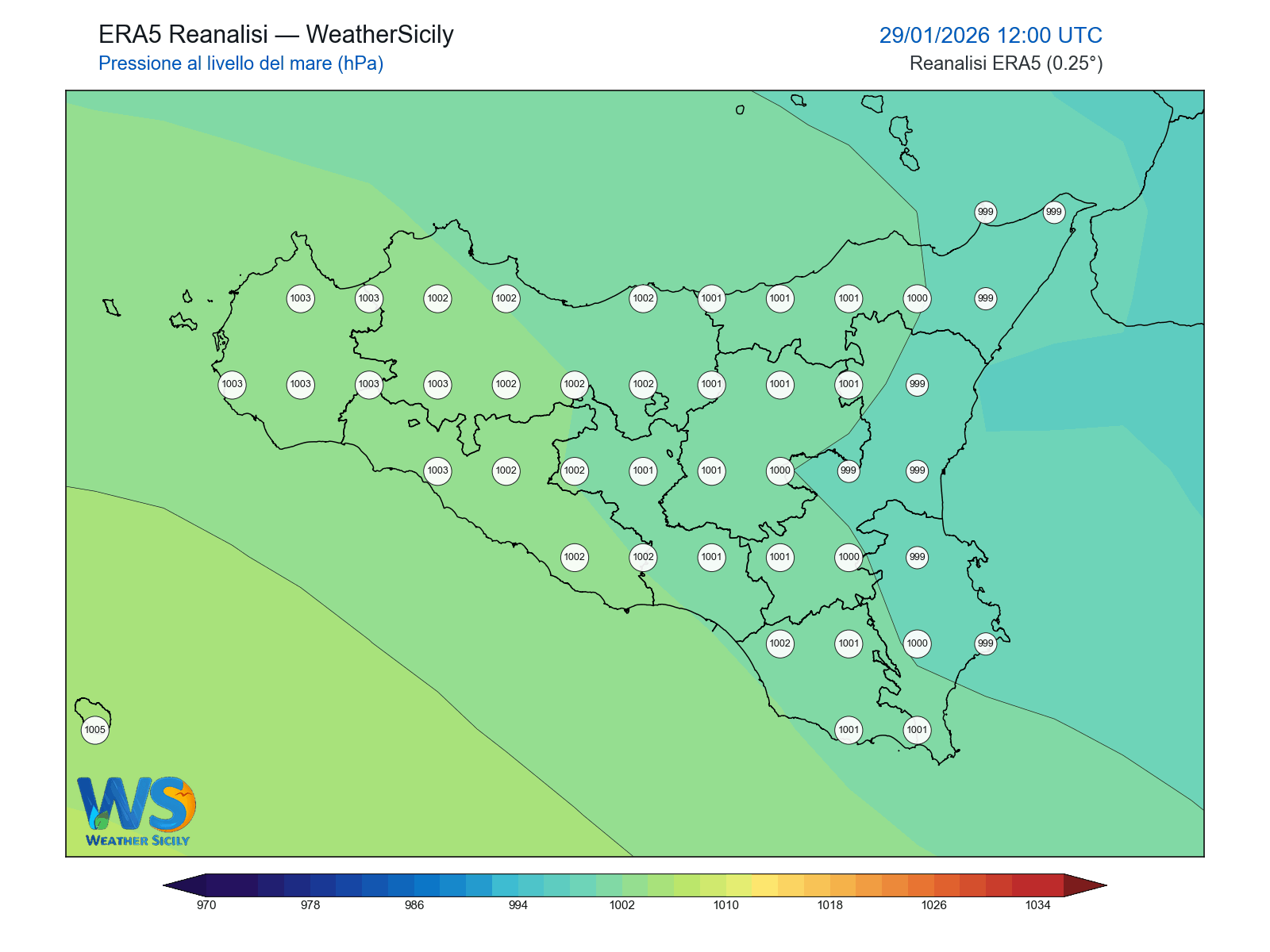 Pressione al livello del mare · 2026012912