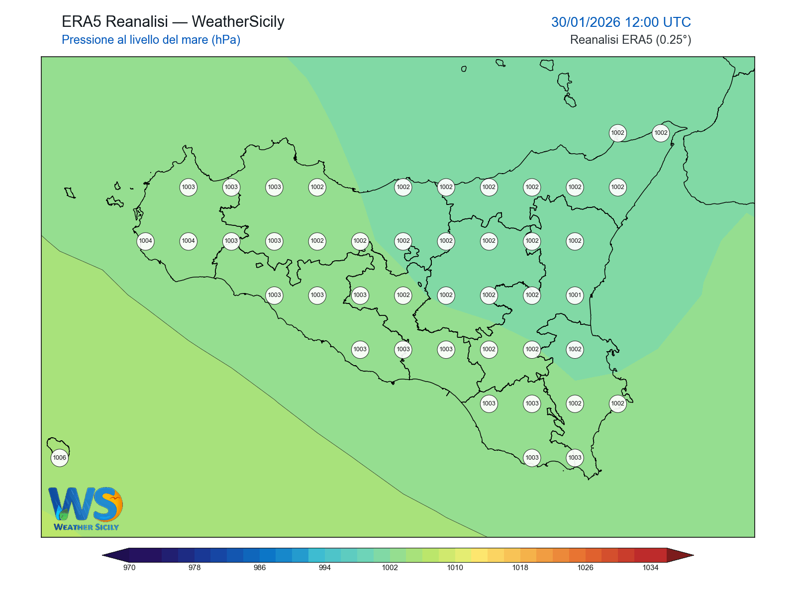 Pressione al livello del mare · 2026013012