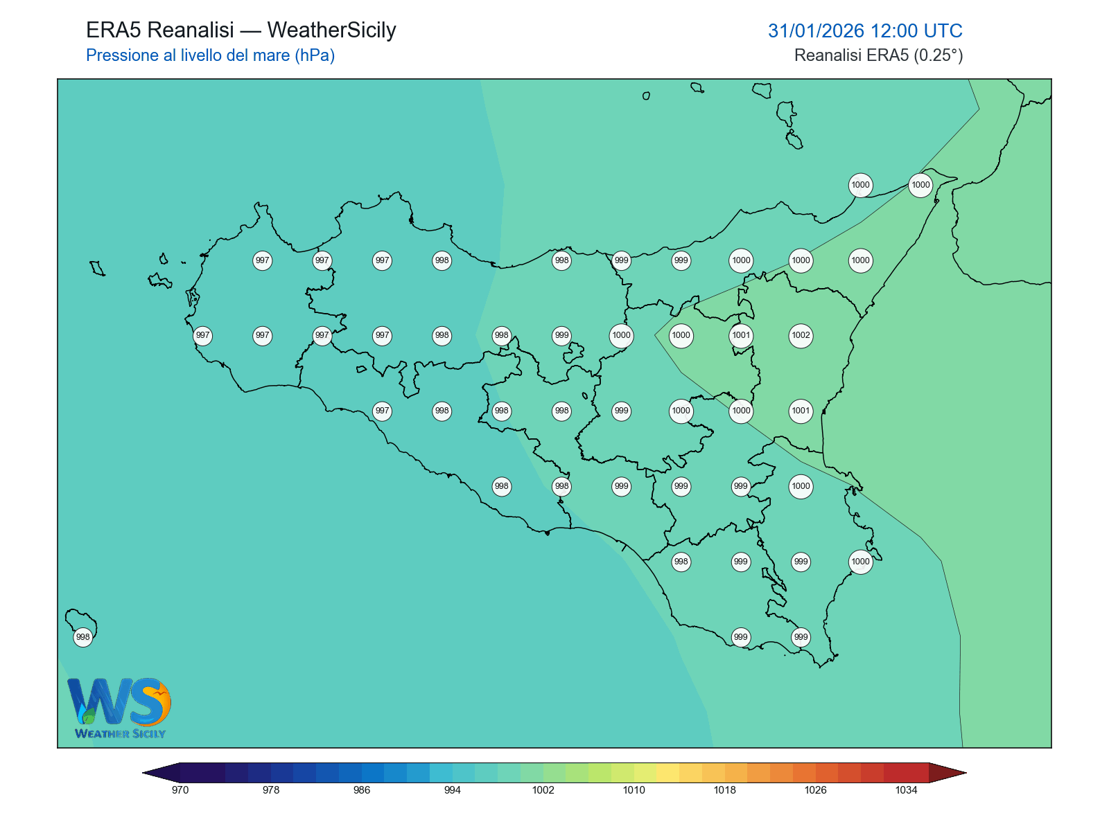 Pressione al livello del mare · 2026013112