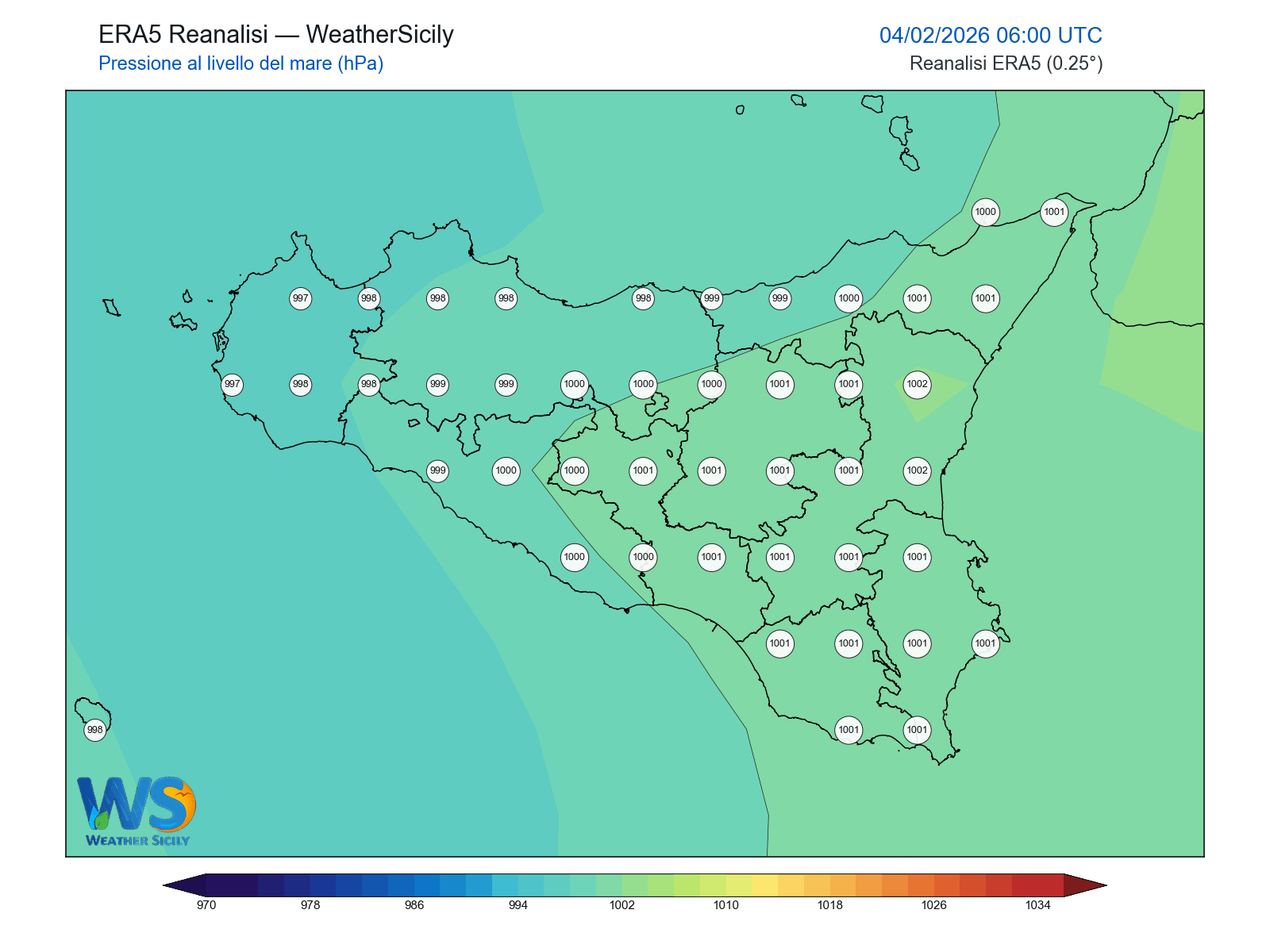 Pressione al livello del mare · 2026020406