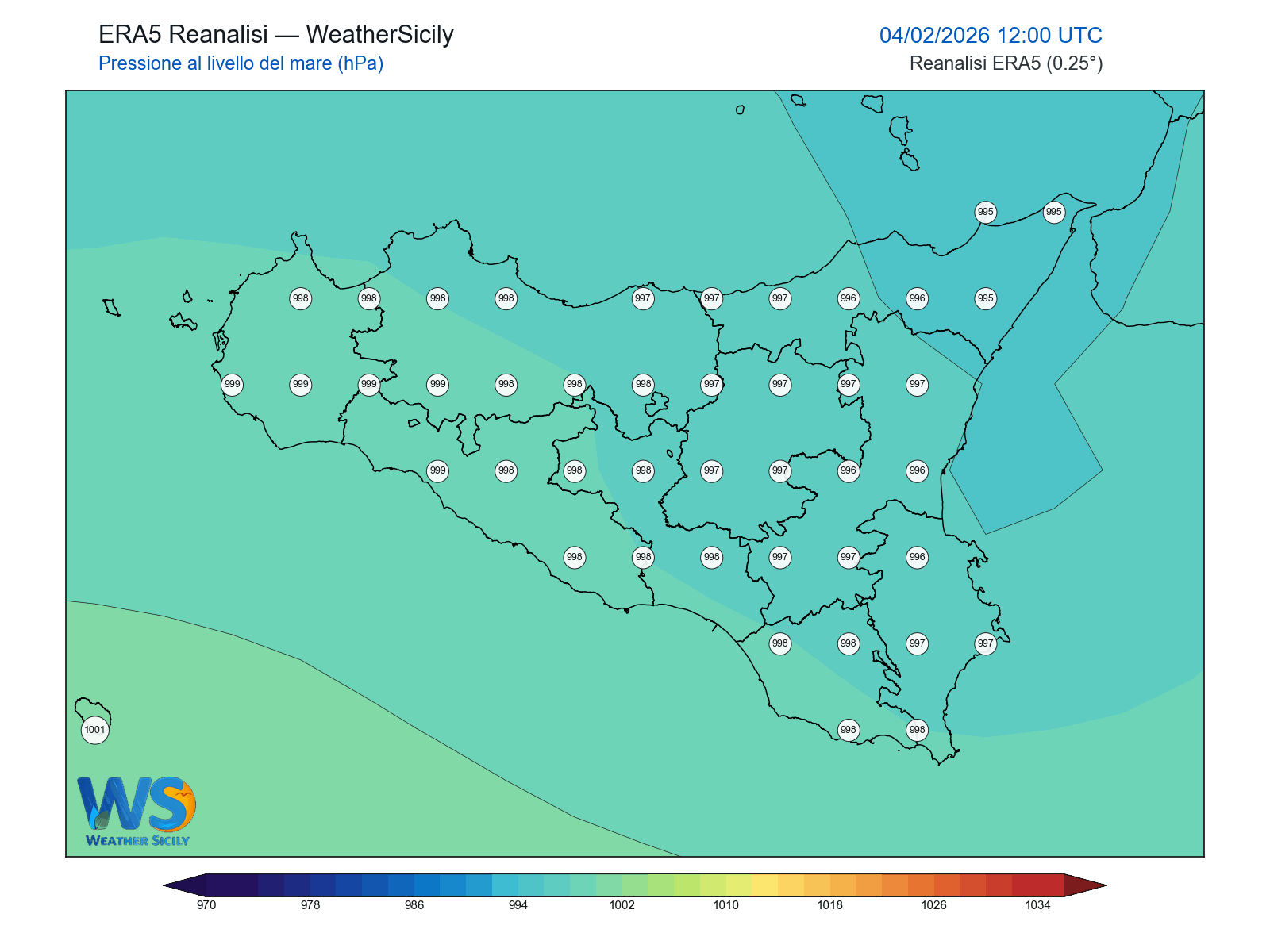 Pressione al livello del mare · 2026020412