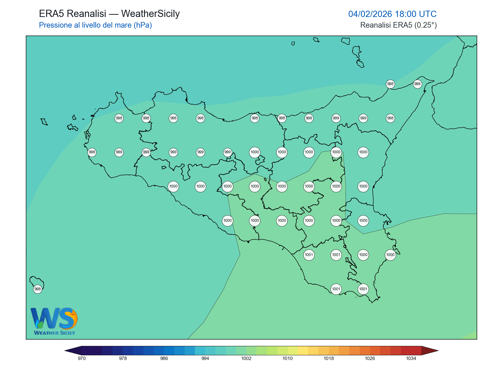 Pressione al livello del mare · 2026020418