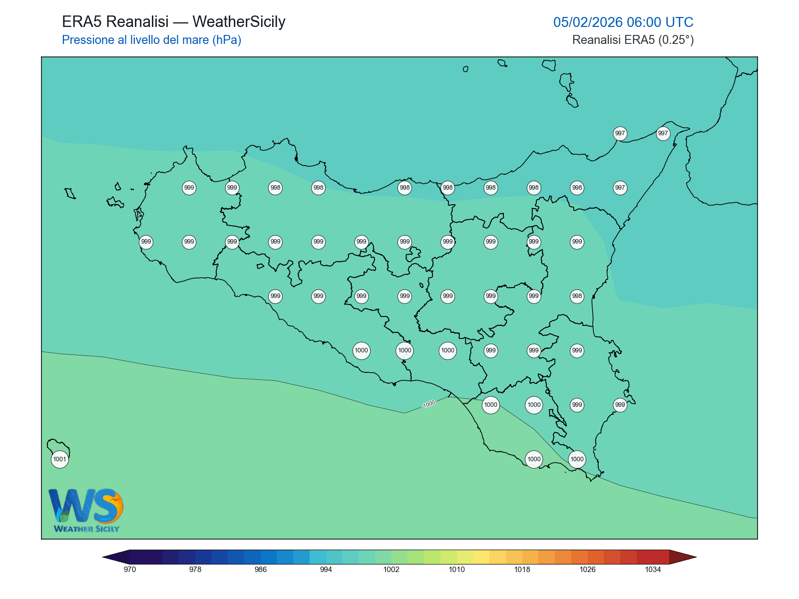 Pressione al livello del mare · 2026020506