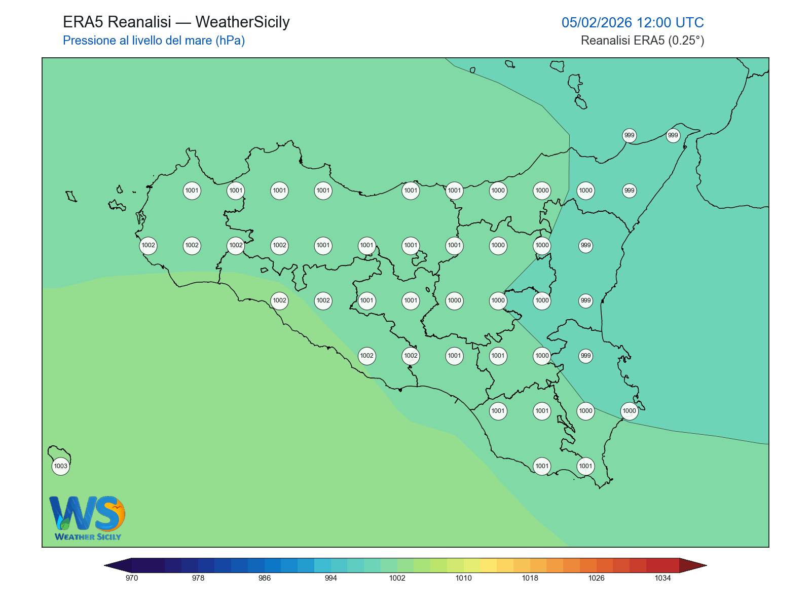 Pressione al livello del mare · 2026020512