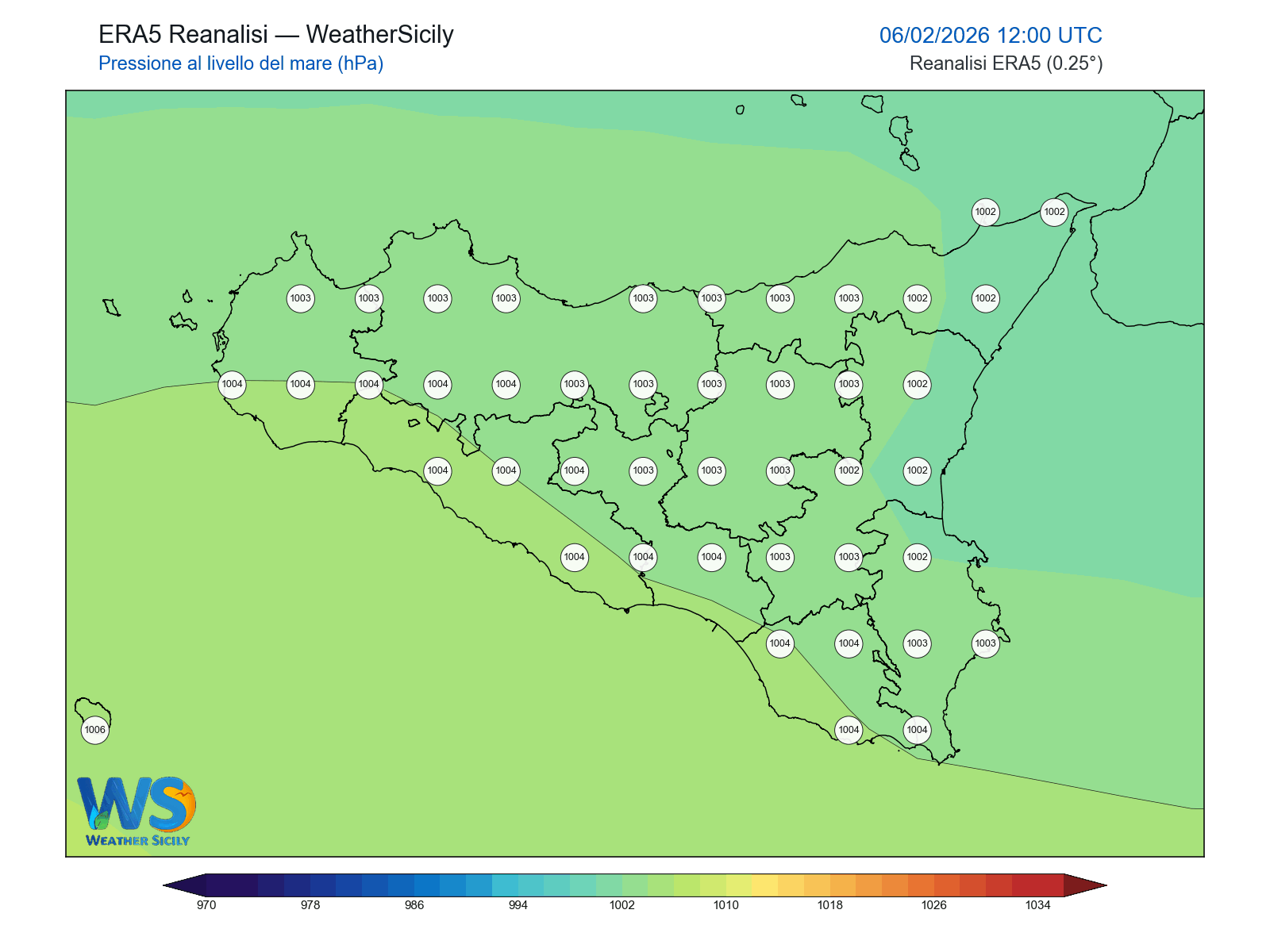 Pressione al livello del mare · 2026020612