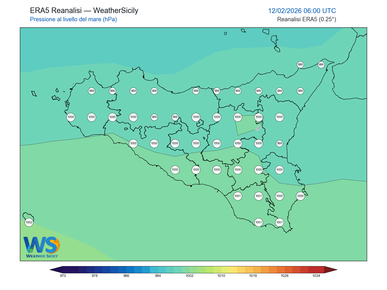 Pressione al livello del mare · 2026021206