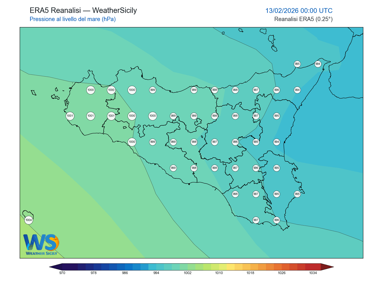 Pressione al livello del mare · 2026021300