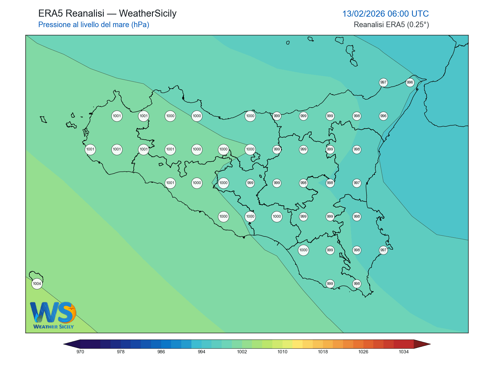 Pressione al livello del mare · 2026021306