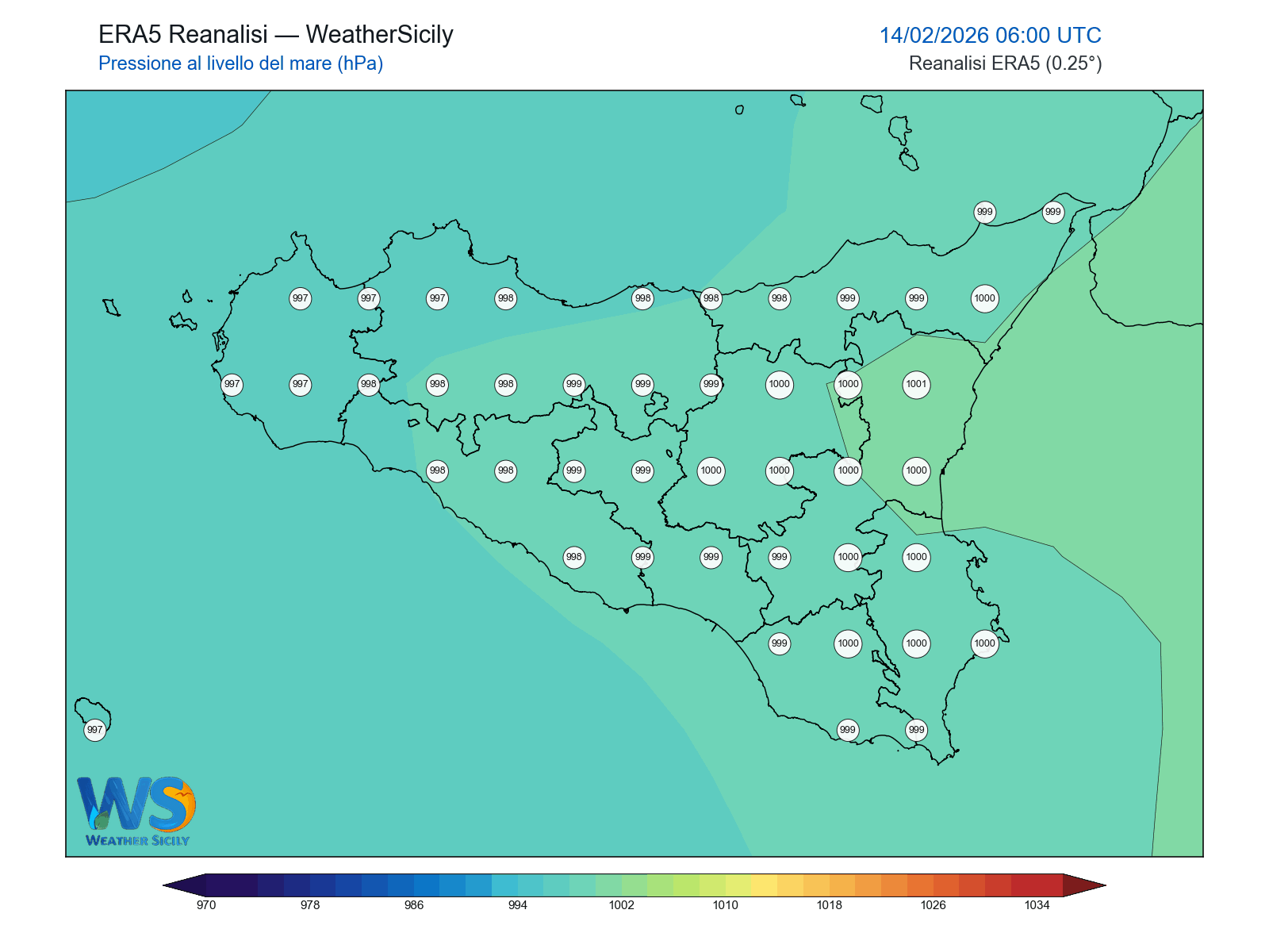 Pressione al livello del mare · 2026021406