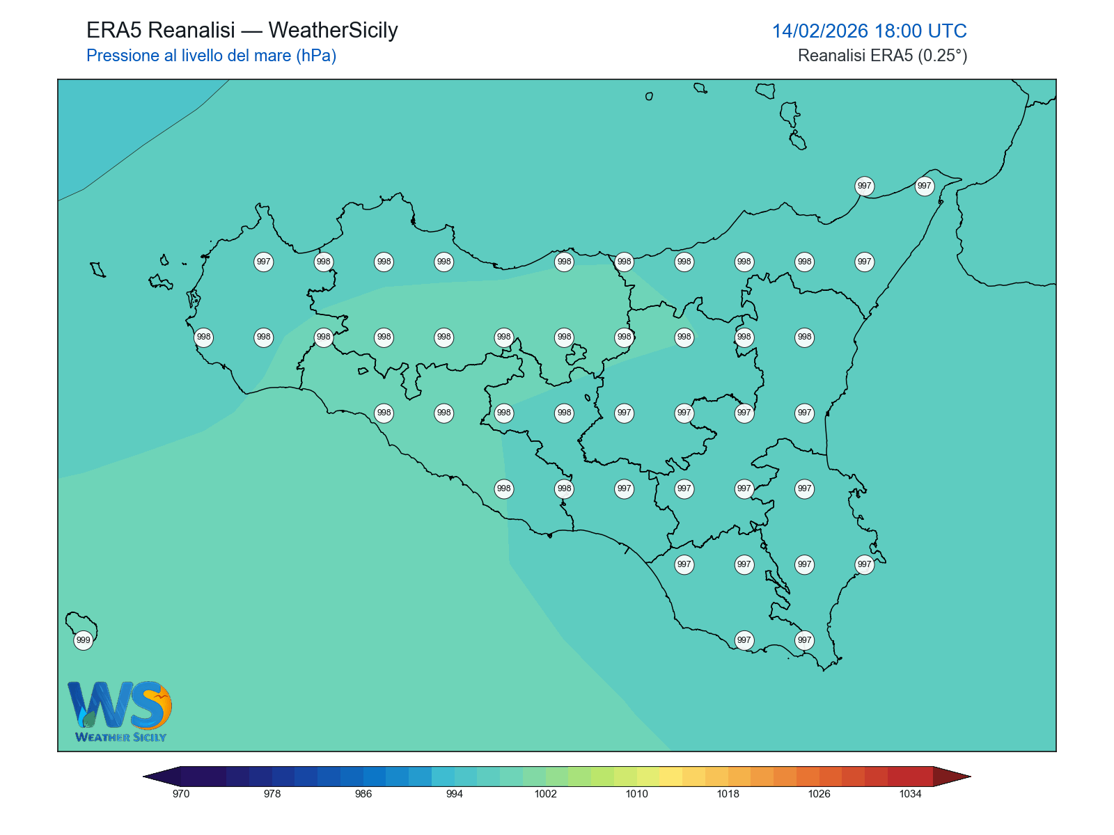 Pressione al livello del mare · 2026021418