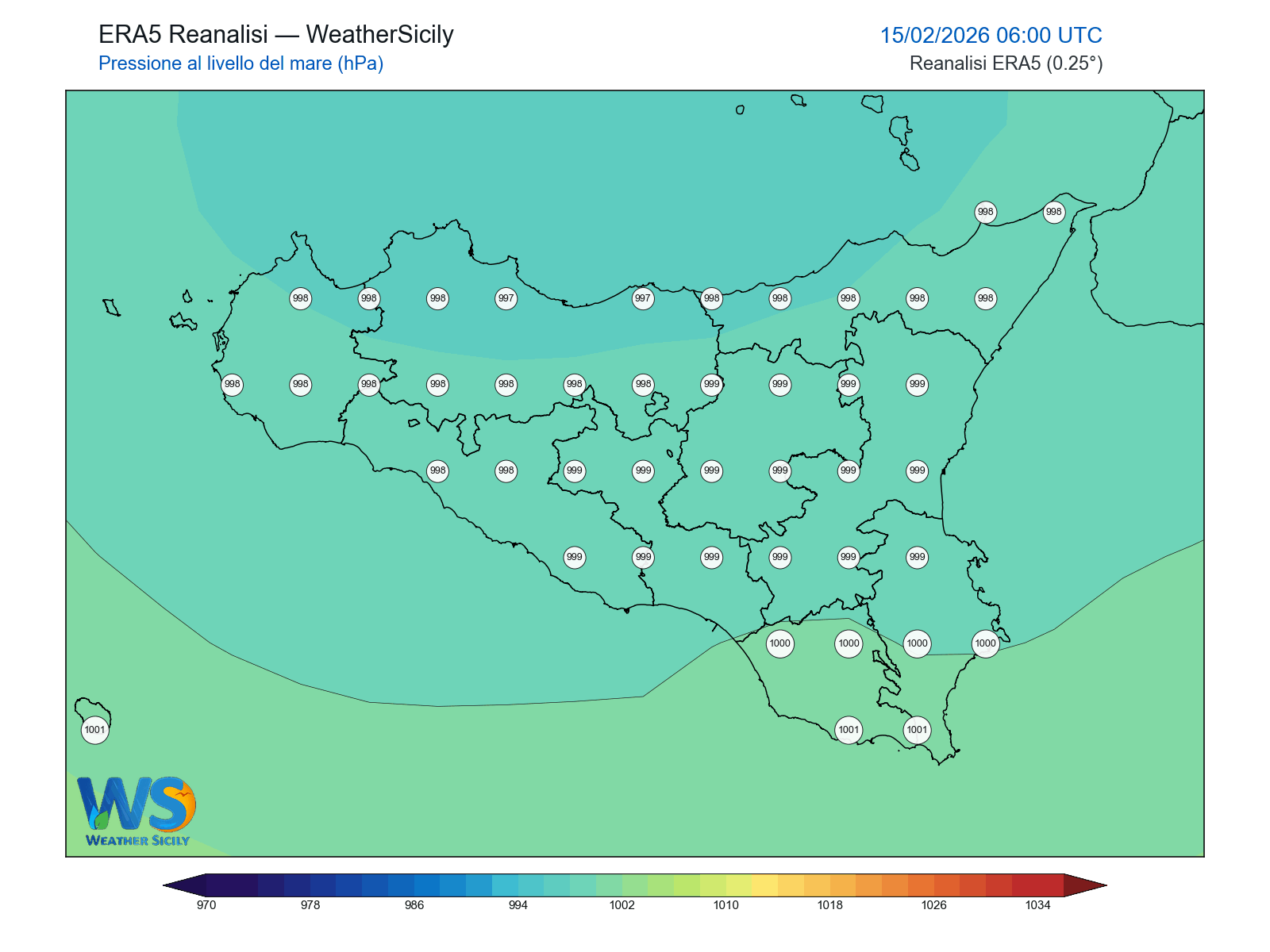 Pressione al livello del mare · 2026021506