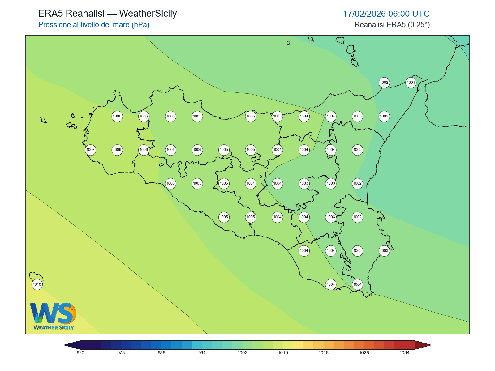 Pressione al livello del mare · 2026021706