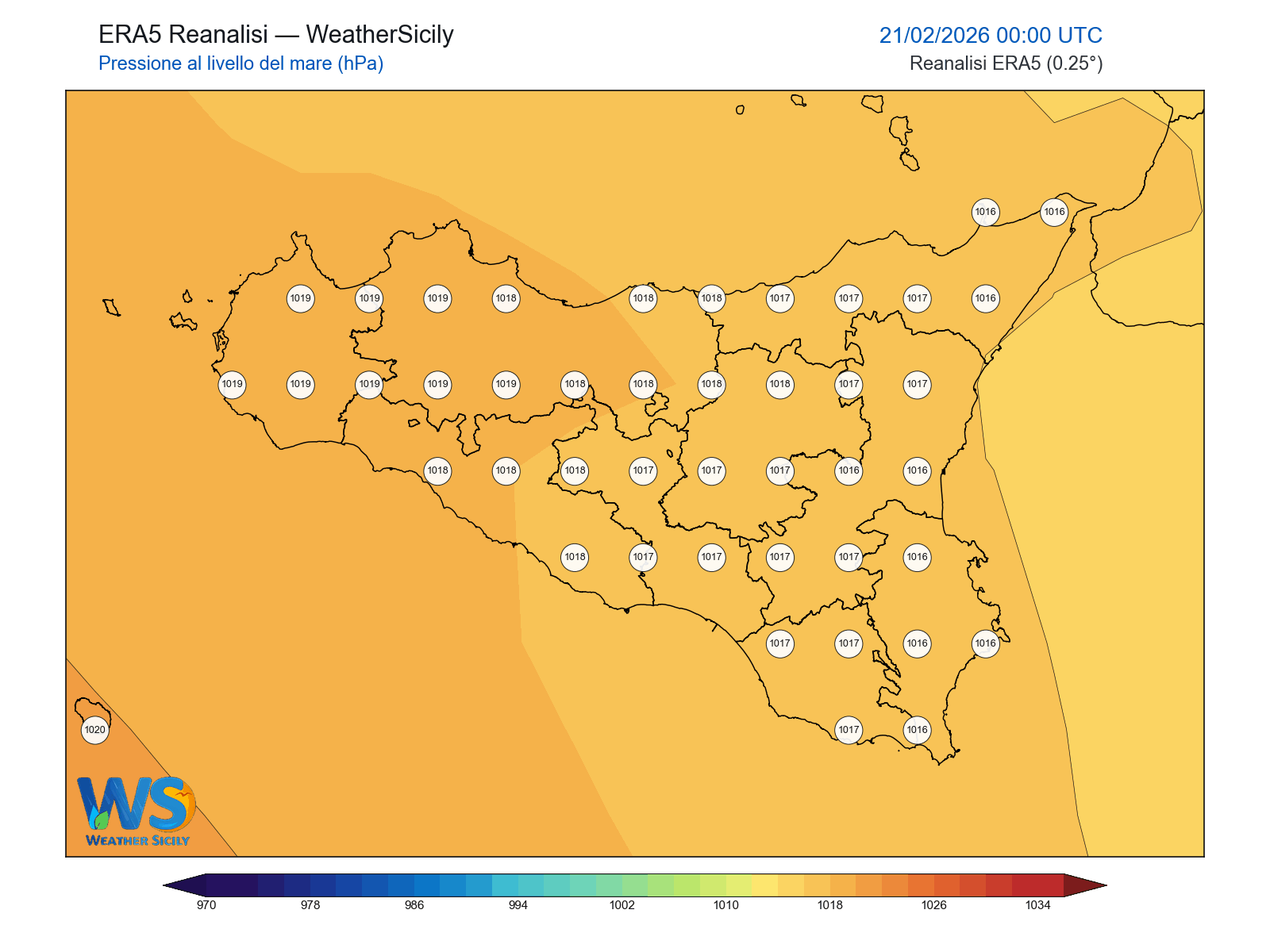 Pressione al livello del mare · 2026022100