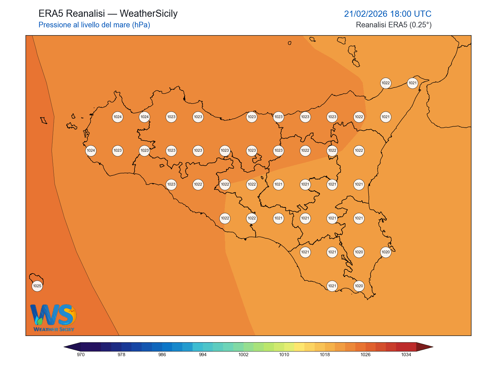 Pressione al livello del mare · 2026022118