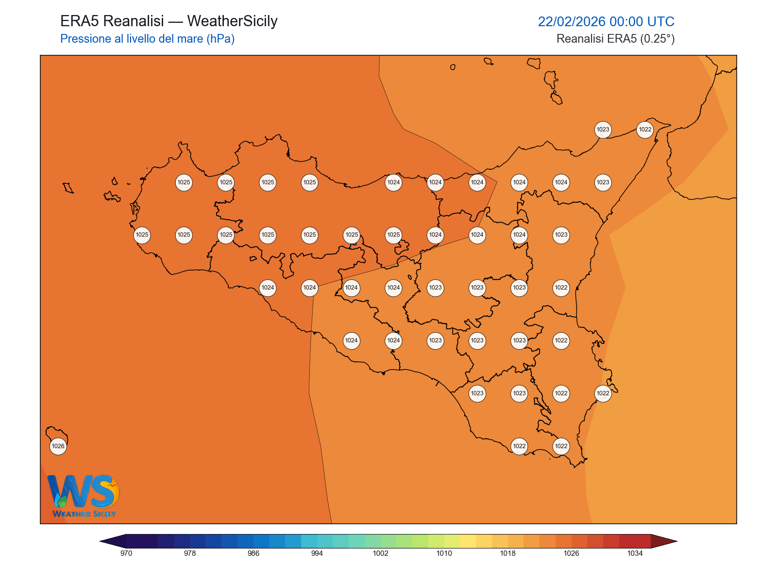 Pressione al livello del mare · 2026022200