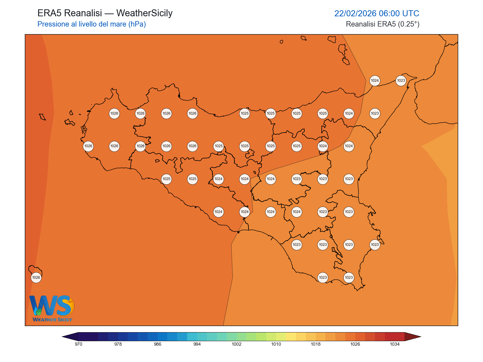 Pressione al livello del mare · 2026022206