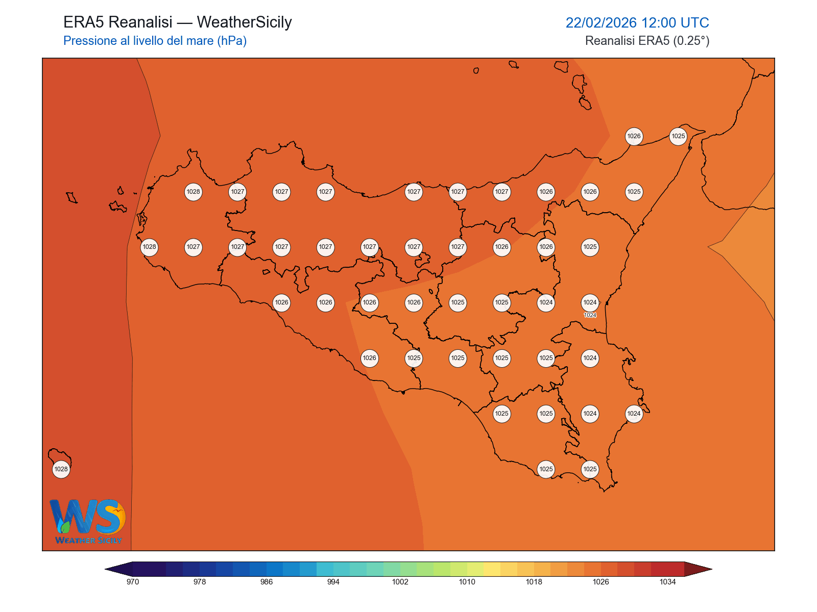 Pressione al livello del mare · 2026022212
