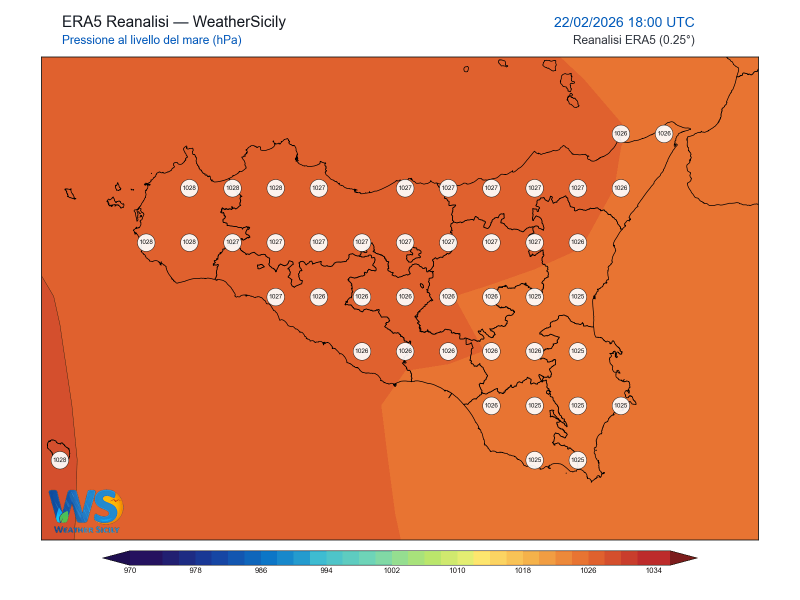 Pressione al livello del mare · 2026022218
