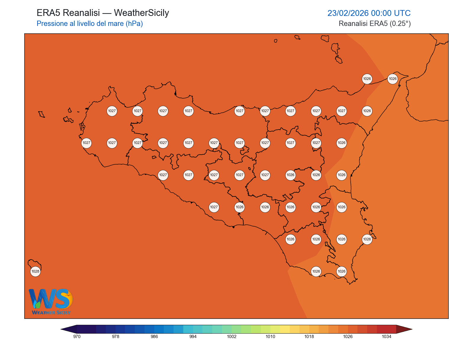 Pressione al livello del mare · 2026022300