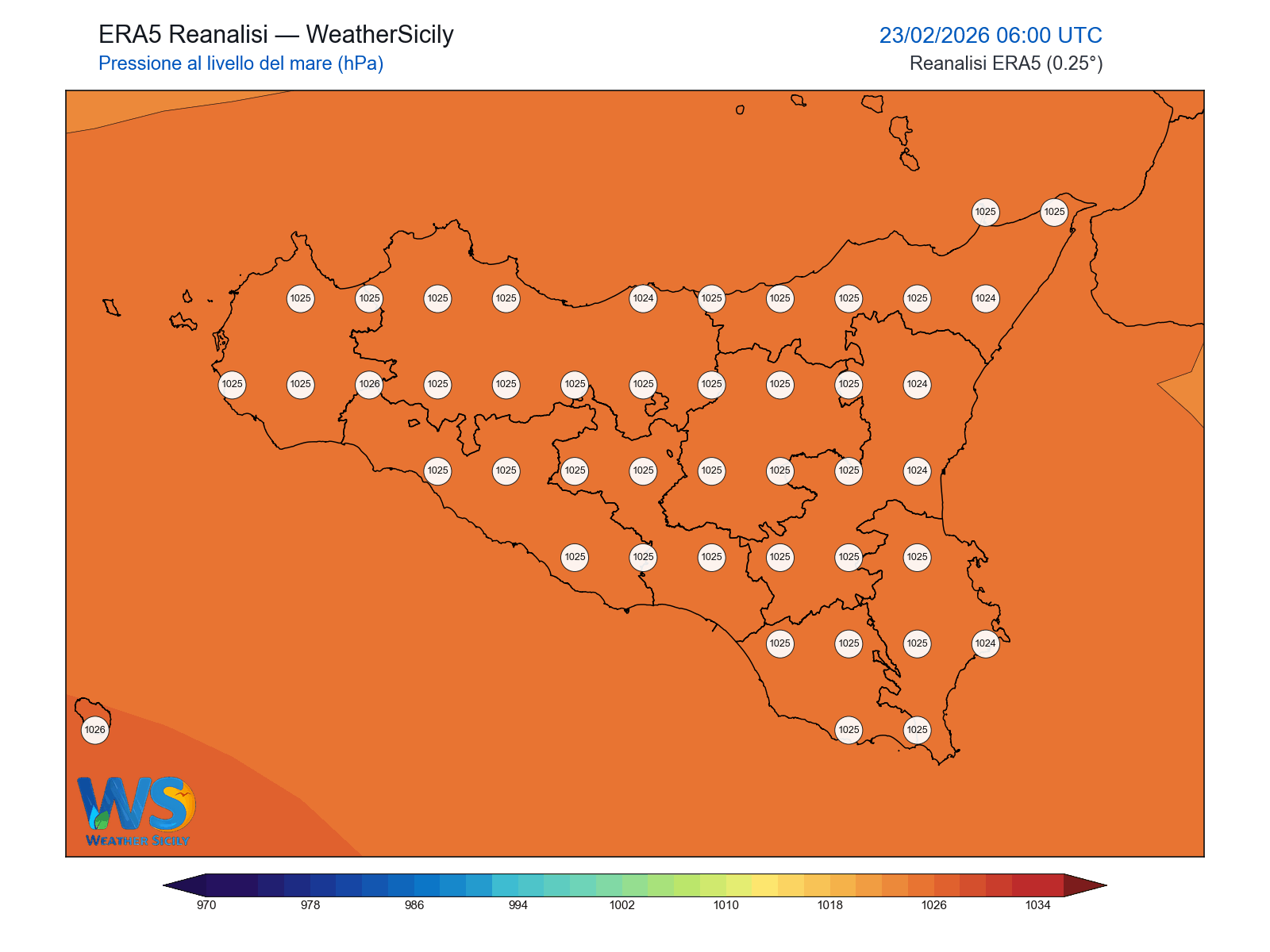 Pressione al livello del mare · 2026022306