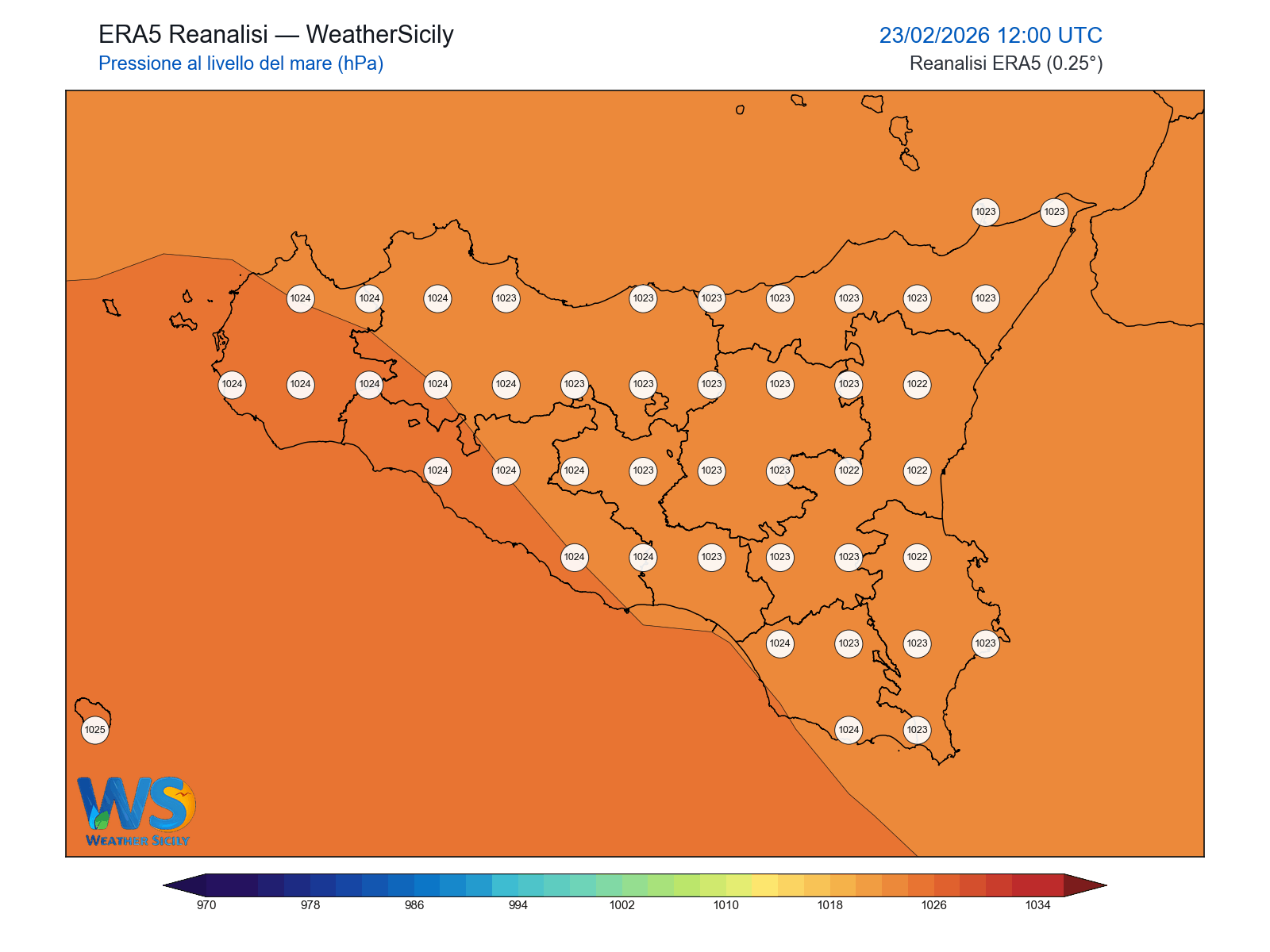 Pressione al livello del mare · 2026022312