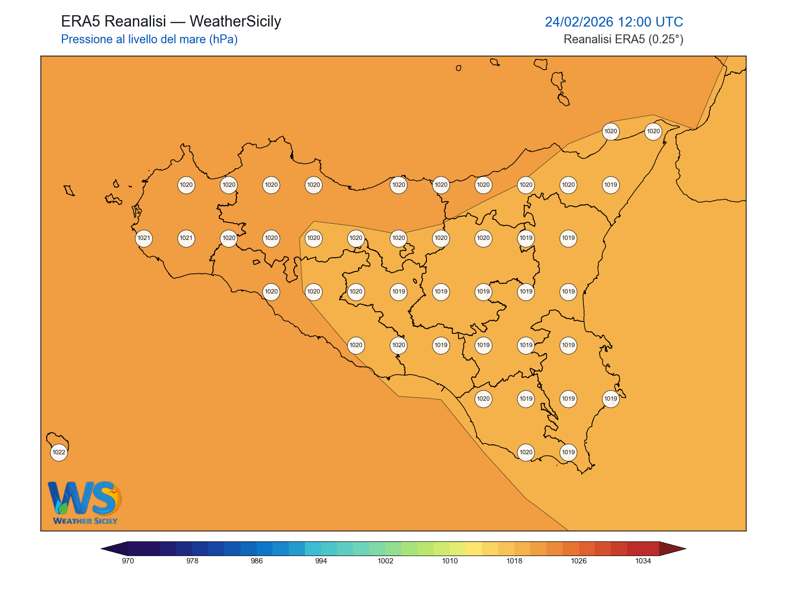Pressione al livello del mare · 2026022412