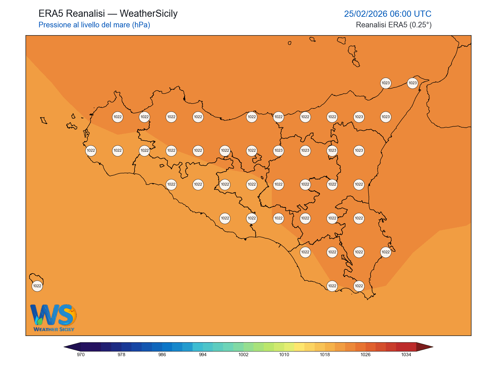 Pressione al livello del mare · 2026022506