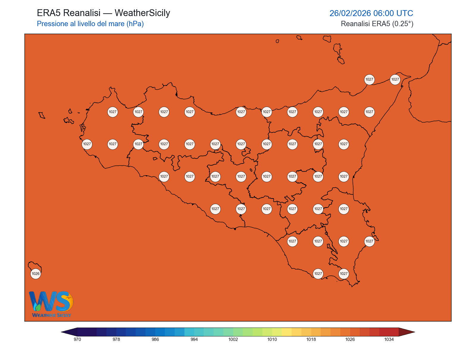 Pressione al livello del mare · 2026022606