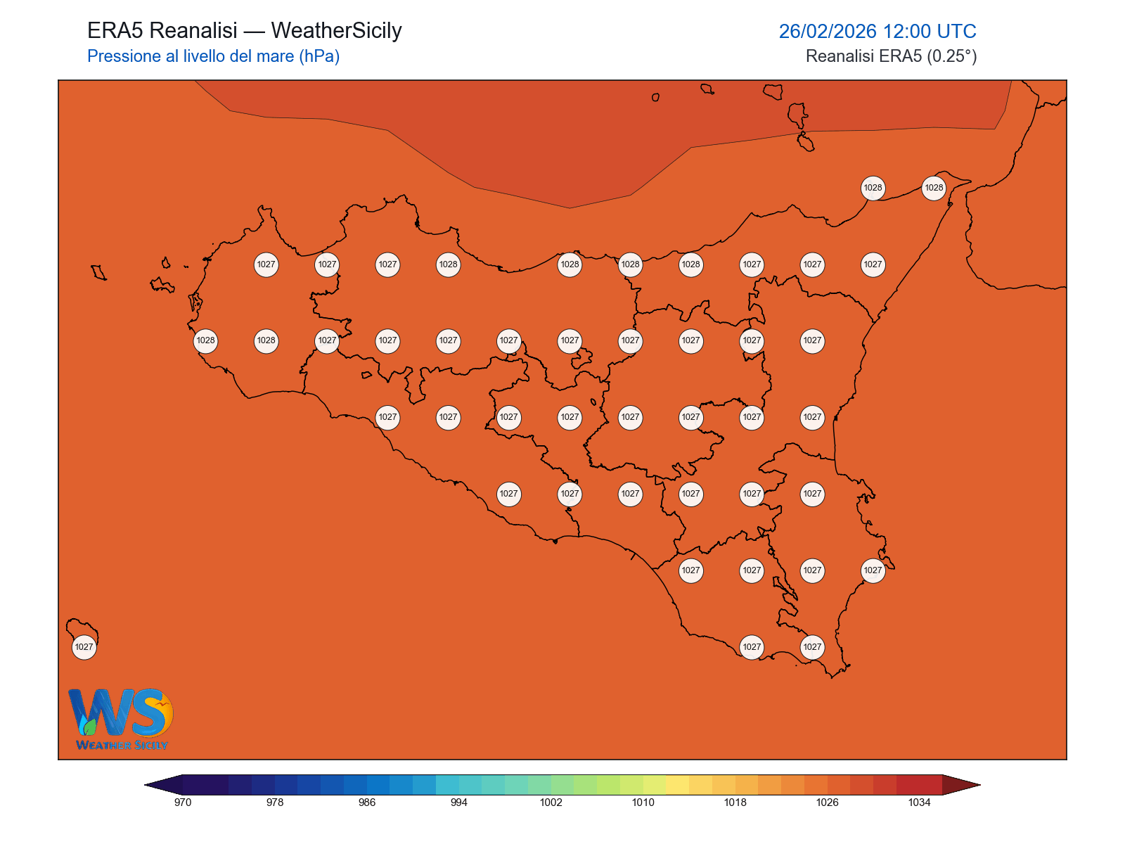 Pressione al livello del mare · 2026022612