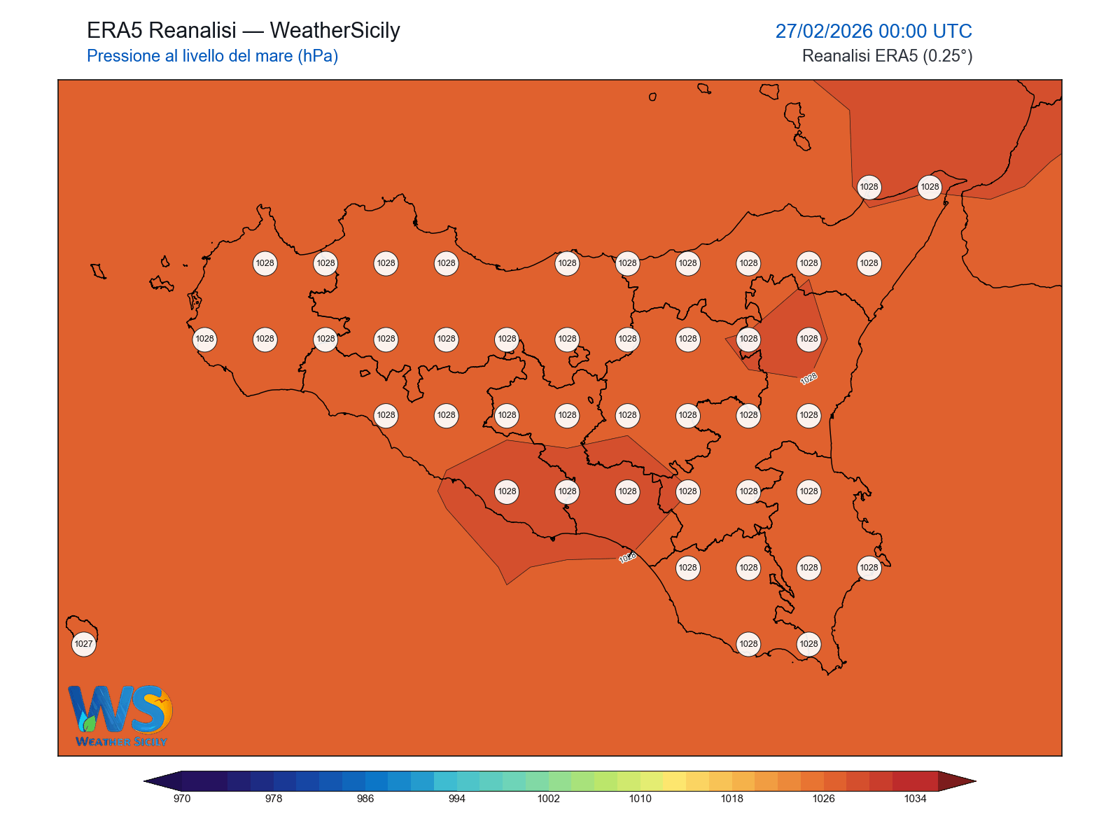 Pressione al livello del mare · 2026022700