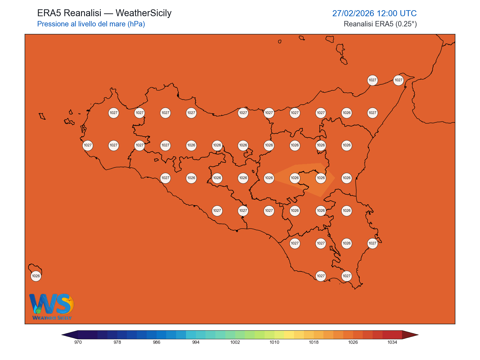 Pressione al livello del mare · 2026022712