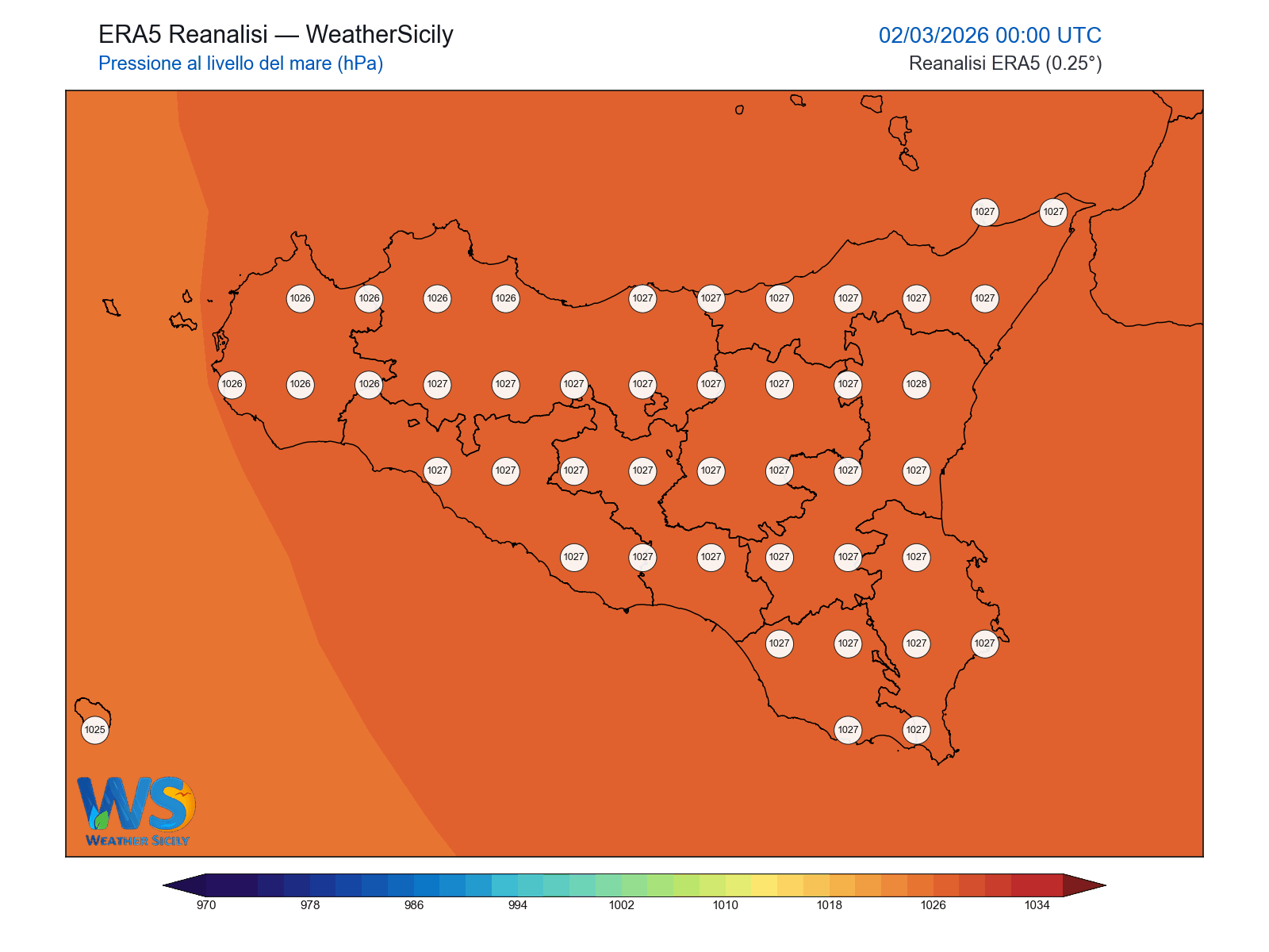 Pressione al livello del mare · 2026030200