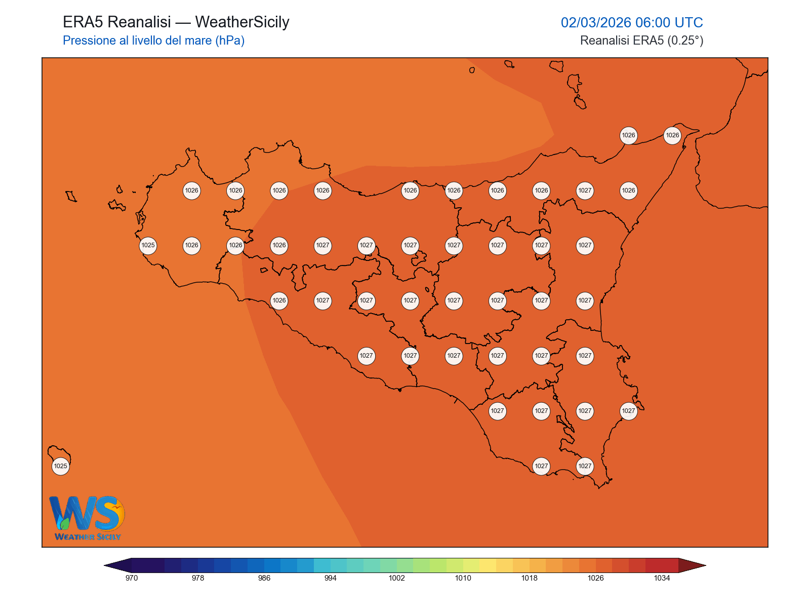Pressione al livello del mare · 2026030206