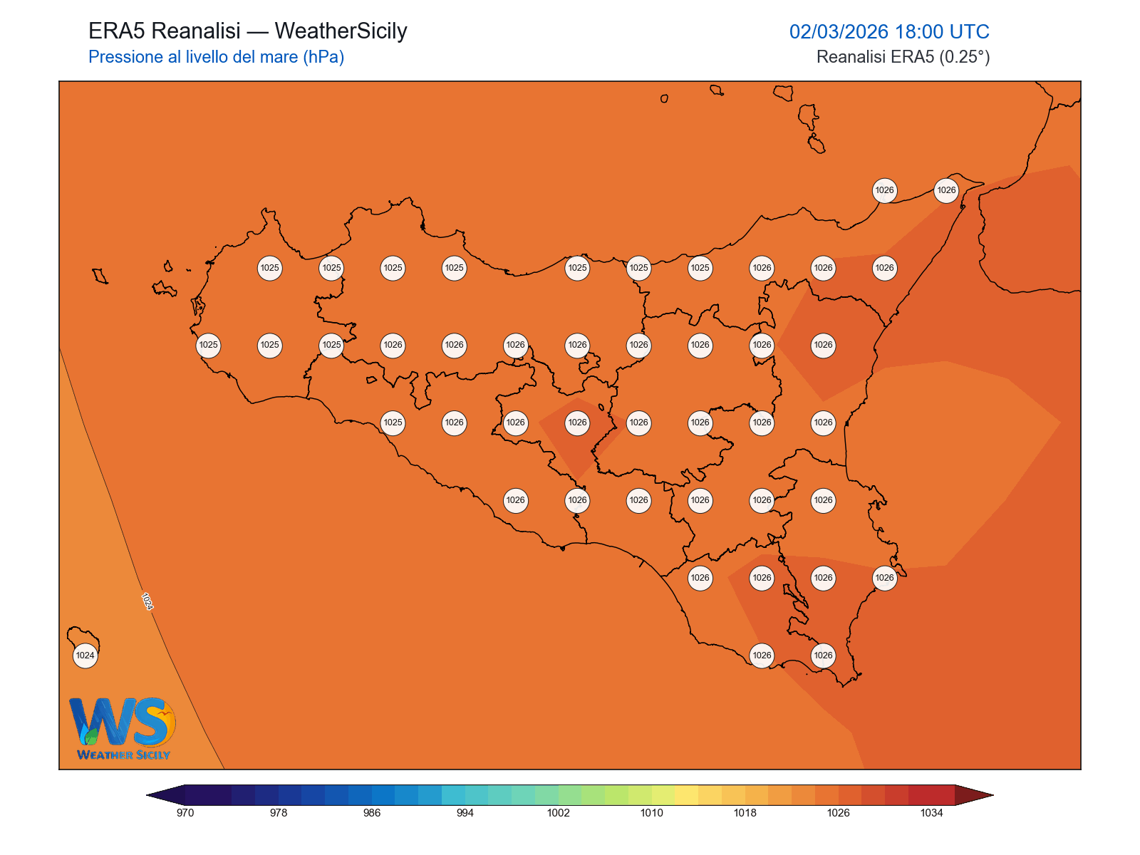 Pressione al livello del mare · 2026030218