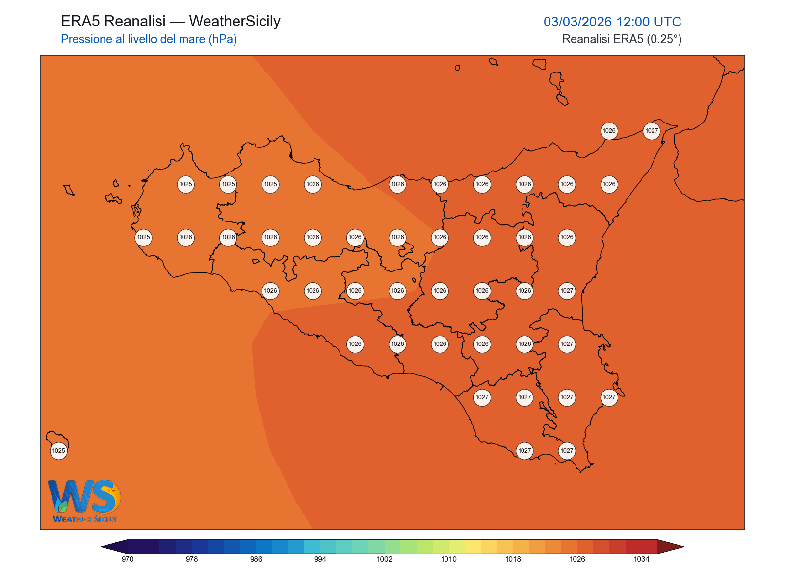 Pressione al livello del mare · 2026030312