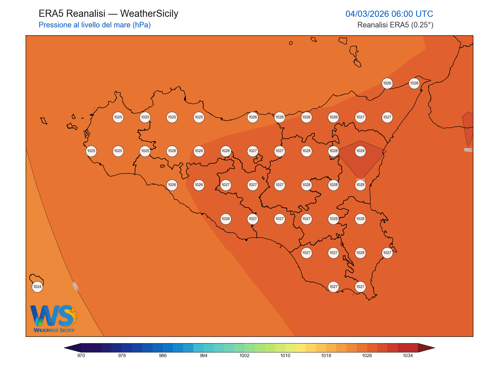 Pressione al livello del mare · 2026030406