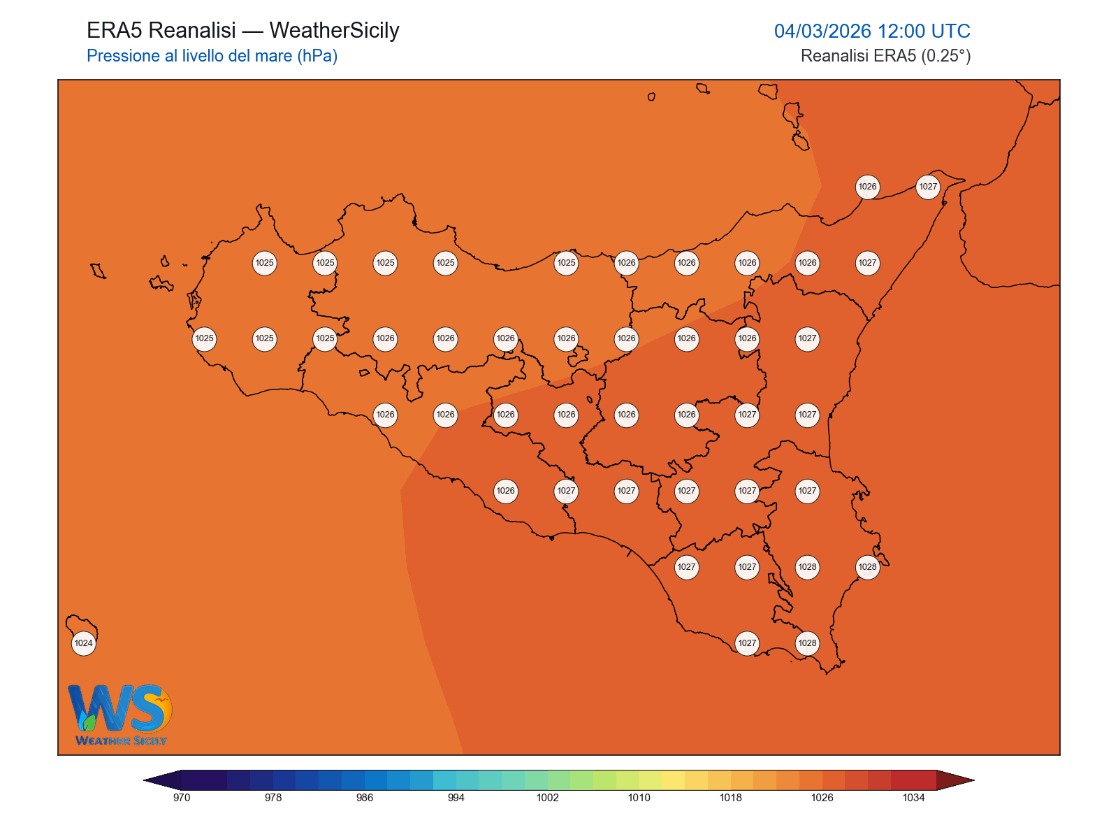 Pressione al livello del mare · 2026030412