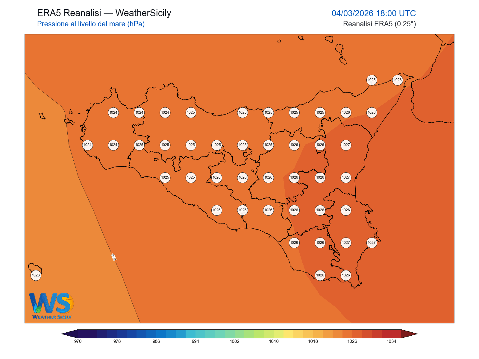 Pressione al livello del mare · 2026030418