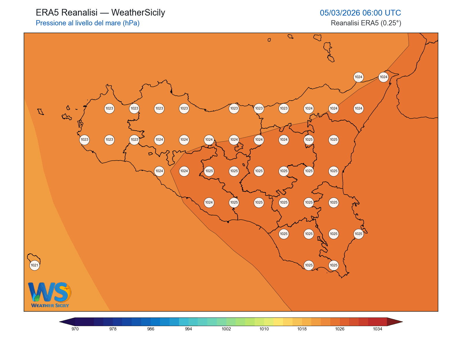 Pressione al livello del mare · 2026030506