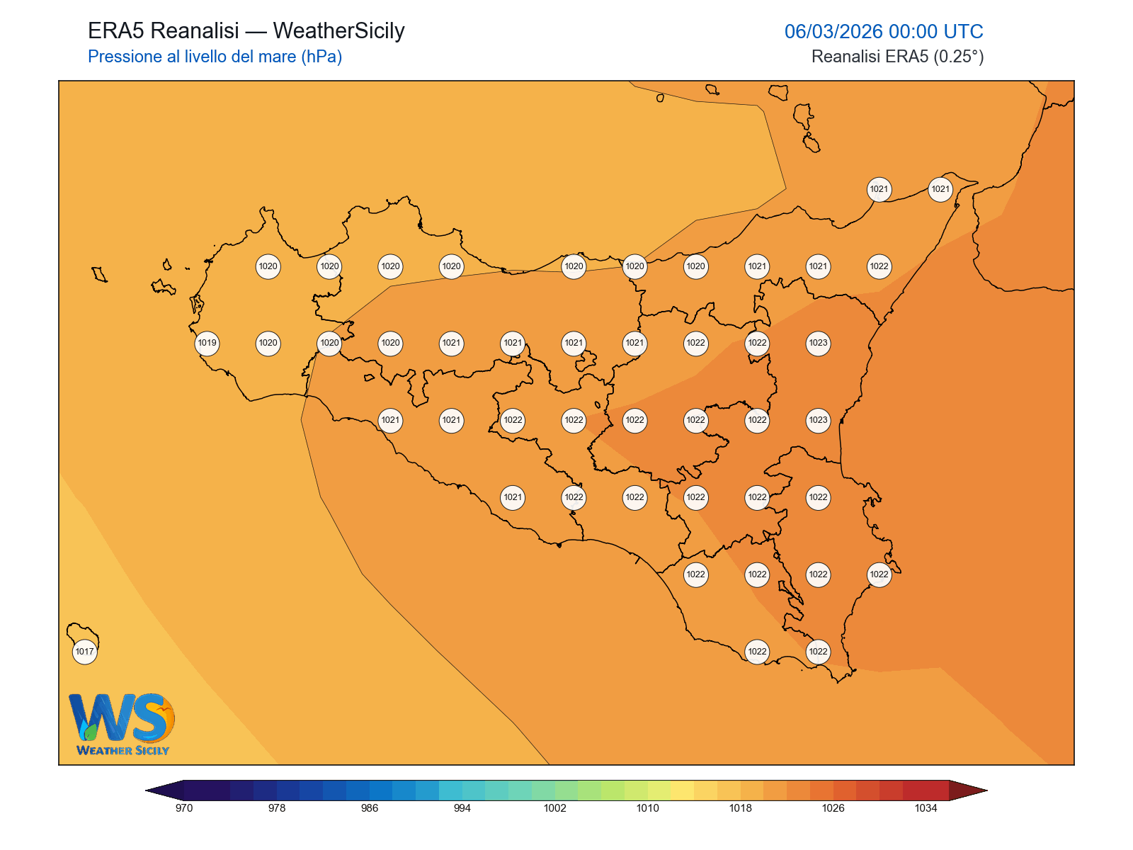 Pressione al livello del mare · 2026030600