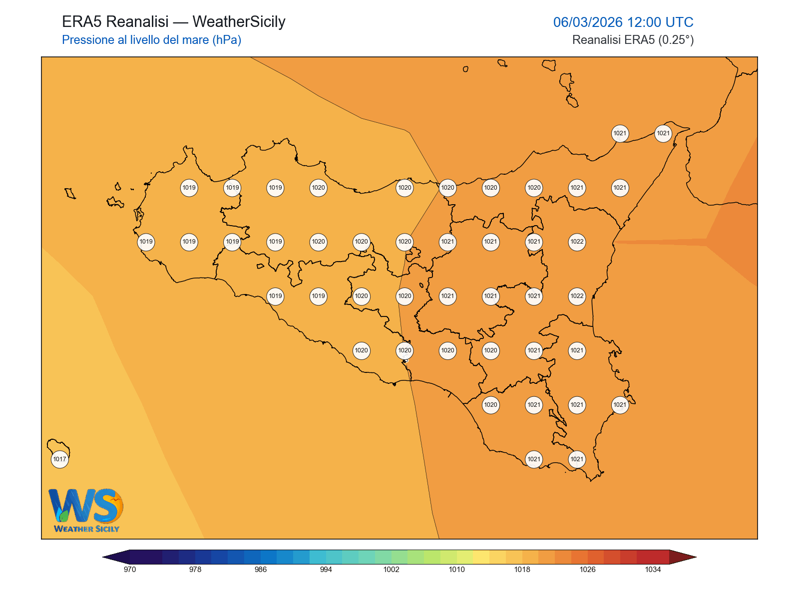Pressione al livello del mare · 2026030612